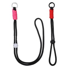 1Set Heavy Duty Paracord Keychain Lanyard for Keys , Black/Rose Red