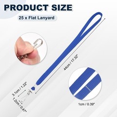 25Pcs 17.3″ Polyester Flat Lanyard with Clasp for Keys, Blue