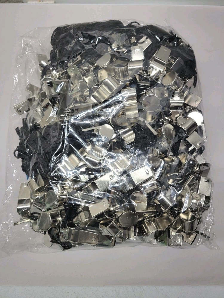 200 Pack Small Stainless-Steel Whistles with Lanyards Loud Sound SEALED NEW