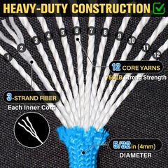 TRIBERION Paracord Rope 750 lb 100ft 5/32 Parachute Cord 4MM 12 Strand para Cord