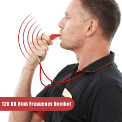 100 Pcs Coach Whistle with Lanyard, Plastic Red Emergency Whistle Bulk Loud Soun