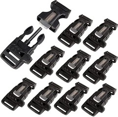 CooBigo 10Pack 3/4″ (19mm) Fire Starter Survival Whistle Buckle Flint Scraper fo