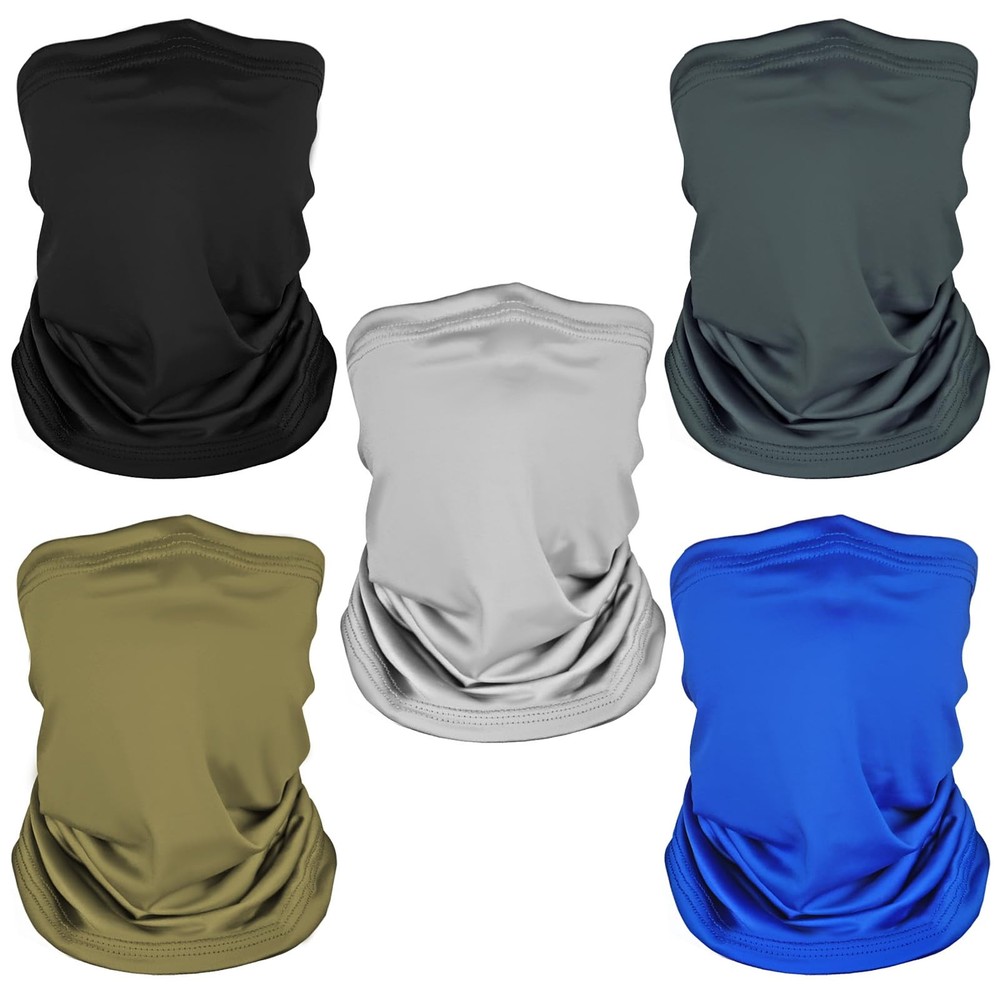 5 Pack Neck Gaiter Face Cover for UV Sun Protection, Large, Multicolor-1