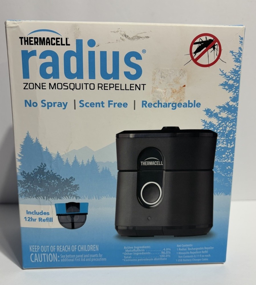 Thermacell Radius Zone Mosquito Repellent Black NEW USB Rechargeable Portable