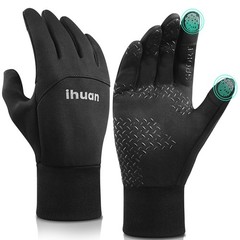 ihuan Winter Waterproof Gloves for Men Women Warm Large, Classic Black
