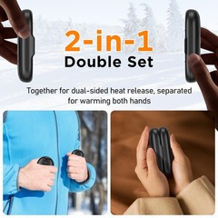 Hand Warmers Rechargeable 2 Pack, 6000mAh Electric Pocket 0.7″ X 1.8Cm, Black