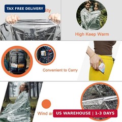 6 Pack – Large 82″ x 62″ Survival Emergency Mylar Thermal Blankets, Thermal Surv