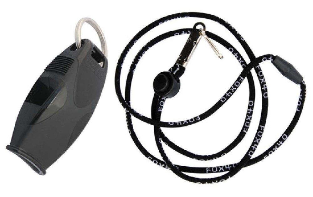 Sharx Whistle with Lanyard, Black
