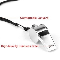 24-Pack Stainless Steel Whistles with Lanyards – Loud, Clear Sound for Coaches,