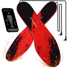 Dr.warm Rechargeable Heated Insoles, APP Remote Control Thermal Medium, Red
