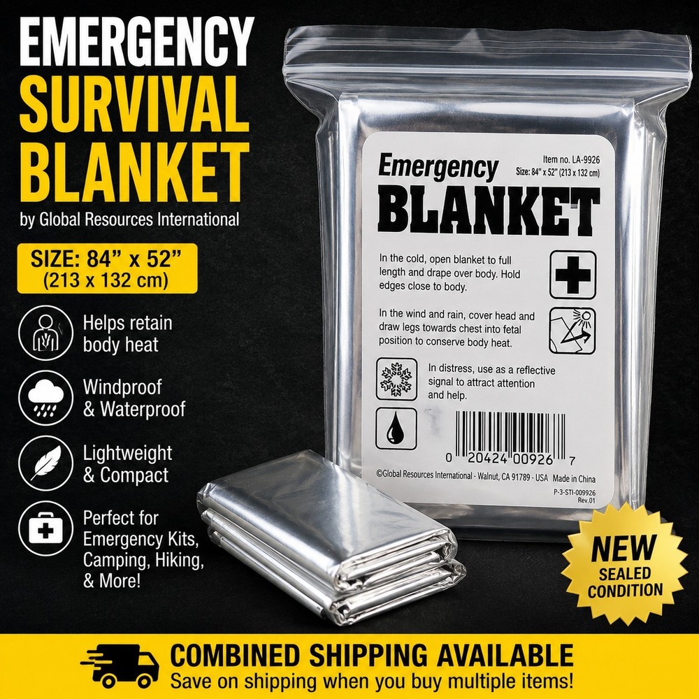 Emergency Mylar Survival Blanket 84″ x 52″ Global Resources International NEW