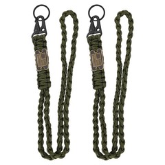2Pcs Paracord Lanyard, Strong Lanyard with USA Flag, Olive Green