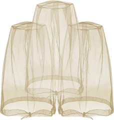 Nylon Mosquito Face Netting 3 Pack Khaki Outdoor Bug Mesh Nets Over Hat