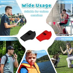 144PCS Plastic Whistle for Coach with Lanyard Loud Crisp Sound Red Black Spor…