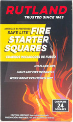 Rutland Safe Lite Fire Starter Squares – Heavy Charcoal Starters for Fireplace,