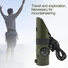 2PCS Survival Whistle Emergency Camping Hiking Safety Tool LED Compass Magnifier