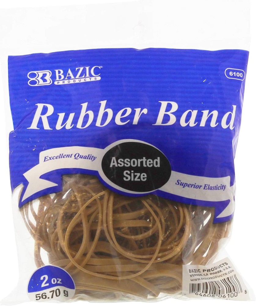 BAZIC Rubber Bands, Assorted Size 2 Oz./ 56.70 g, Made in USA 1-Pack, Beige