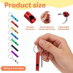 200 Pcs Waterproof Aluminum Alloy Signal Whistles Bulk with Keychain, Precisi…