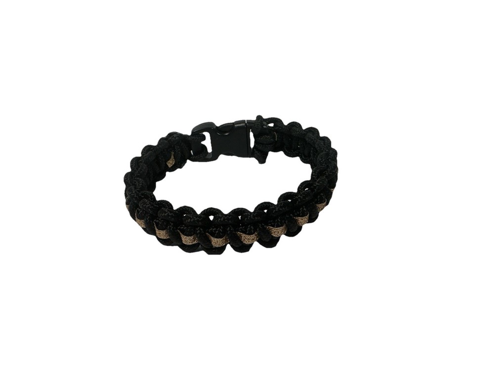 Paracord Bracelet 275 Black With Copper Sparkle Center 7in- Handmade