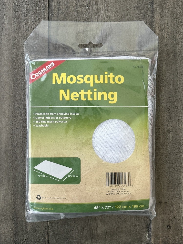 Coghlan’s Mosquito Netting 48” x 72” 180 Fine Mesh Polyester Washable Indoors/Ou