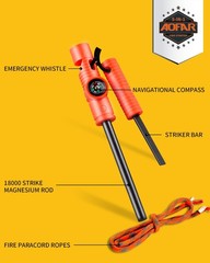 Fire Starter AF-381 Fire Steel 5-in-1 for Camping, Hiking, Hunting, Backpacki…