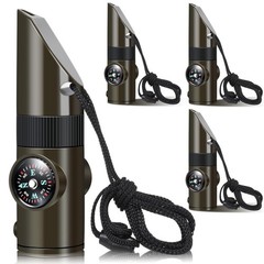 4 Pack Emergency Survival Whistle Loud Safety Whistle 7-in-1 Multifunctional …