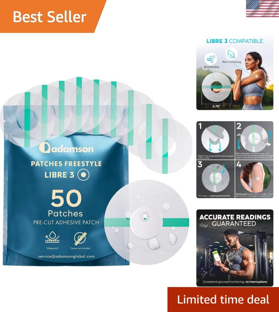Long-Lasting Freestyle Libre 3 Sensor Covers – 50 Waterproof, Discreet Patches