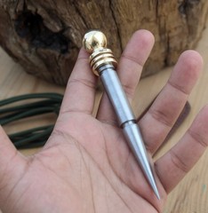 Vintage Spike Dagger Letter Opener Brass Handle Steel Blade Antique Finish Desk