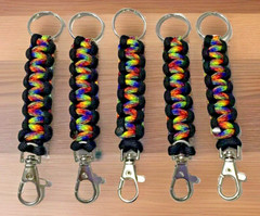 Paracord Keychain Rainbow Metal Clip & Ring 550 Cord Handmade USA PRIDE LOT OF 5