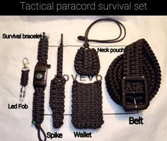 Paracord survival set belt wallet bracelet Spike tool knife neck pouch fob