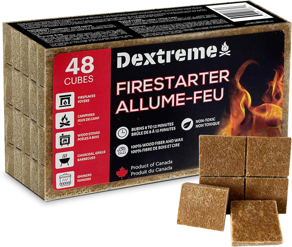 Natural Fire Starter Cubes 48/144 Pack for Campfire, BBQ, Fireplace, Wood Stove