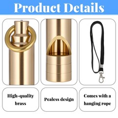2 Pack Brass Emergency Whistles with Lanyard for Kayak Life Vest Boating
