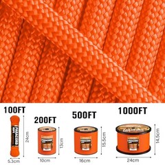 Paracord Rope 750lb – Parachute para Cord 4mm 11 Strand Spool 200 ft Orange