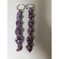 Paracord Keychain DNA Twist Veteran Made Red White Blue