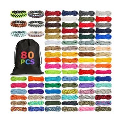 Riakrum 80 Pcs Paracord 550 10 Feet Paracord Cord Parachute Paracord Rope Mul…