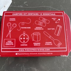 Pinch Provisions How to Be a Happy Camper 12-Piece Camping Kit Red Tin
