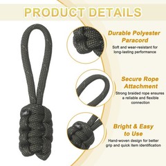 12Pcs Reflective Paracord Zipper Pull, 85 mm Length for Backpacks, Olive Green