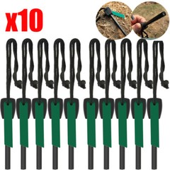10 Pack Fire Starter Flint Steel Striker Ferro Rod Firesteel Camping Lighter