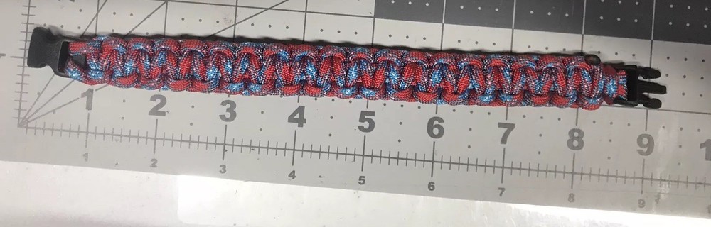 Paracord Bracelet Red White Blue Cord With Black Buckle