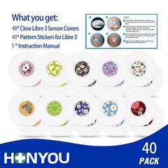 40Pack Libre 3 Plus Sensor Covers Waterproof Freestyle Sensor Stickers Sets & Ad