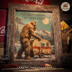 Vintage Sasquatch Bigfoot Art Print RV Camping Artwork Camper Wall Decor Gift