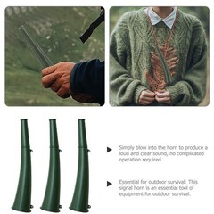 3Pcs Small Portable Survival Horn for Camping Hiking Metal Plastic Green