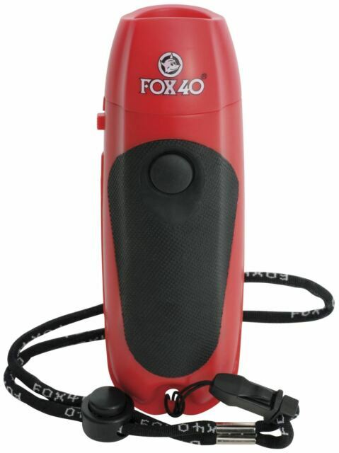 Fox 40 8040 Electronic 3 Tone Whistle with Wrist Lanyard – Red/Black
