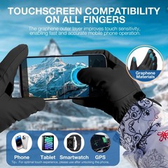 SIMARI Winter Waterproof Warm Gloves Women Men with Touchscreen Large, Black