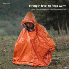 Orange Emergency Rain Poncho Lightweight Waterproof Reflective Camping Hiking