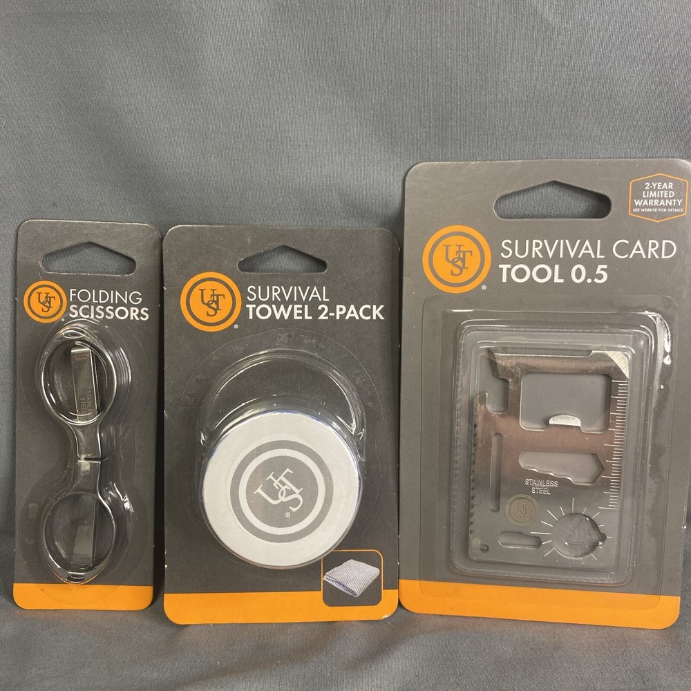 UST Survival Lot Card Towel (2-pack) & Folding Scissors