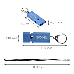 Whistle Emergency Three Tubes Survival Whistles 2 Pack with Lanyard and Blue