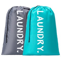 2 Pack XL Travel Laundry Bag, Machine Washable 24″x36″ |2 Pack, Blue+Grey
