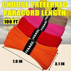 VVAAGG 1000 Orange Paracord100FT Utility Parachute Cord 4mm 100FT,