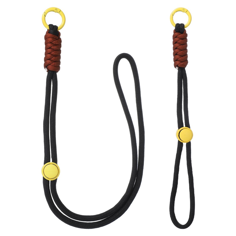 1Set Heavy Duty Paracord Keychain Lanyard for Keys , Black/Yellow/Coffee